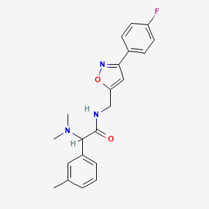 molecular formula C21H22FN3O2 B5662338 2-(dimethylamino)-N-{[3-(4-fluorophenyl)-5-isoxazolyl]methyl}-2-(3-methylphenyl)acetamide 
