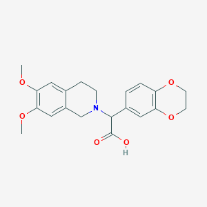 molecular formula C21H23NO6 B5662340 2,3-dihydro-1,4-benzodioxin-6-yl(6,7-dimethoxy-3,4-dihydroisoquinolin-2(1H)-yl)acetic acid 