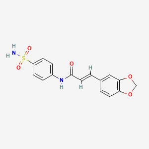 molecular formula C16H14N2O5S B5662426 N-[4-(aminosulfonyl)phenyl]-3-(1,3-benzodioxol-5-yl)acrylamide 
