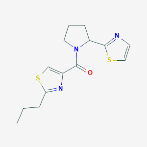 molecular formula C14H17N3OS2 B5662437 2-propyl-4-{[2-(1,3-thiazol-2-yl)-1-pyrrolidinyl]carbonyl}-1,3-thiazole 