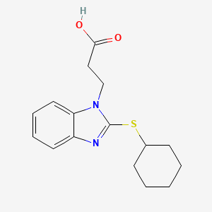 molecular formula C16H20N2O2S B5662462 3-[2-(cyclohexylthio)-1H-benzimidazol-1-yl]propanoic acid 