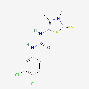 molecular formula C12H11Cl2N3OS2 B5662472 N-(3,4-dichlorophenyl)-N'-(3,4-dimethyl-2-thioxo-2,3-dihydro-1,3-thiazol-5-yl)urea 