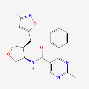 molecular formula C21H22N4O3 B5662543 2-methyl-N-{(3R*,4S*)-4-[(3-methylisoxazol-5-yl)methyl]tetrahydrofuran-3-yl}-4-phenylpyrimidine-5-carboxamide 