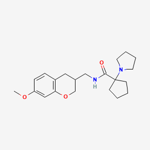 N-[(7-methoxy-3,4-dihydro-2H-chromen-3-yl)methyl]-1-pyrrolidin-1-ylcyclopentanecarboxamide