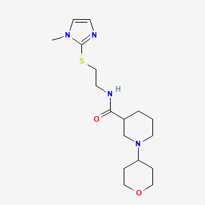 molecular formula C17H28N4O2S B5662593 N-{2-[(1-methyl-1H-imidazol-2-yl)thio]ethyl}-1-(tetrahydro-2H-pyran-4-yl)-3-piperidinecarboxamide 