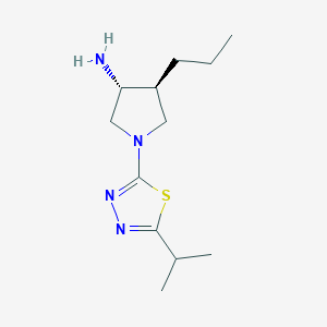 molecular formula C12H22N4S B5662671 (3R*,4S*)-1-(5-isopropyl-1,3,4-thiadiazol-2-yl)-4-propylpyrrolidin-3-amine 