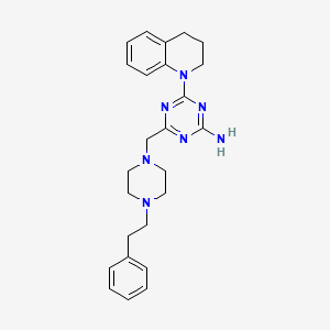 molecular formula C25H31N7 B5662672 4-(3,4-dihydro-1(2H)-quinolinyl)-6-{[4-(2-phenylethyl)-1-piperazinyl]methyl}-1,3,5-triazin-2-amine 