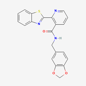 molecular formula C21H15N3O3S B5662683 N-(1,3-benzodioxol-5-ylmethyl)-2-(1,3-benzothiazol-2-yl)nicotinamide 