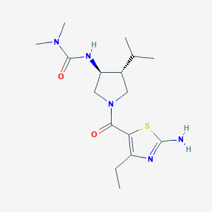 molecular formula C16H27N5O2S B5662792 N'-{(3S*,4R*)-1-[(2-amino-4-ethyl-1,3-thiazol-5-yl)carbonyl]-4-isopropyl-3-pyrrolidinyl}-N,N-dimethylurea 