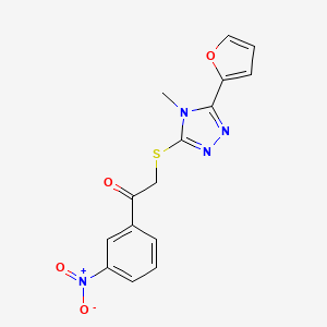 molecular formula C15H12N4O4S B5662800 2-{[5-(2-furyl)-4-methyl-4H-1,2,4-triazol-3-yl]thio}-1-(3-nitrophenyl)ethanone 