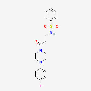 molecular formula C19H22FN3O3S B5662820 N-{3-[4-(4-fluorophenyl)-1-piperazinyl]-3-oxopropyl}benzenesulfonamide 