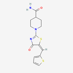 molecular formula C14H15N3O2S2 B5662827 1-[4-oxo-5-(2-thienylmethylene)-4,5-dihydro-1,3-thiazol-2-yl]-4-piperidinecarboxamide 