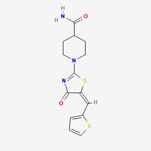 1-[4-oxo-5-(2-thienylmethylene)-4,5-dihydro-1,3-thiazol-2-yl]-4-piperidinecarboxamide