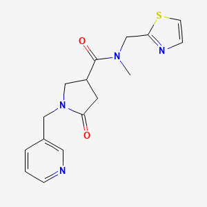 molecular formula C16H18N4O2S B5662854 N-methyl-5-oxo-1-(3-pyridinylmethyl)-N-(1,3-thiazol-2-ylmethyl)-3-pyrrolidinecarboxamide 