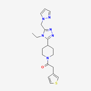 molecular formula C19H24N6OS B5662900 4-[4-ethyl-5-(1H-pyrazol-1-ylmethyl)-4H-1,2,4-triazol-3-yl]-1-(3-thienylacetyl)piperidine 