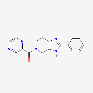 molecular formula C17H15N5O B5662940 2-phenyl-5-(pyrazin-2-ylcarbonyl)-4,5,6,7-tetrahydro-1H-imidazo[4,5-c]pyridine 