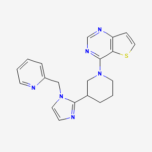 molecular formula C20H20N6S B5662949 4-{3-[1-(pyridin-2-ylmethyl)-1H-imidazol-2-yl]piperidin-1-yl}thieno[3,2-d]pyrimidine 