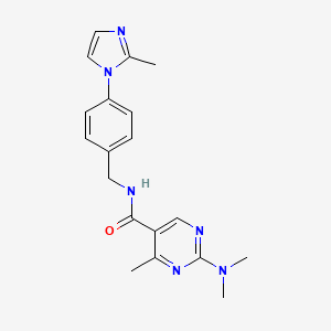 molecular formula C19H22N6O B5662957 2-(dimethylamino)-4-methyl-N-[4-(2-methyl-1H-imidazol-1-yl)benzyl]-5-pyrimidinecarboxamide 