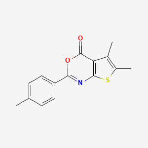 molecular formula C15H13NO2S B5662999 5,6-dimethyl-2-(4-methylphenyl)-4H-thieno[2,3-d][1,3]oxazin-4-one 