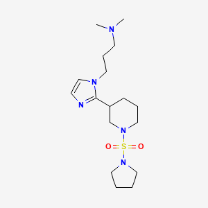 molecular formula C17H31N5O2S B5663060 N,N-dimethyl-3-{2-[1-(1-pyrrolidinylsulfonyl)-3-piperidinyl]-1H-imidazol-1-yl}-1-propanamine 
