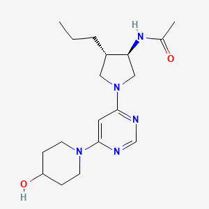 molecular formula C18H29N5O2 B5663096 N-{rel-(3R,4S)-1-[6-(4-hydroxy-1-piperidinyl)-4-pyrimidinyl]-4-propyl-3-pyrrolidinyl}acetamide hydrochloride 