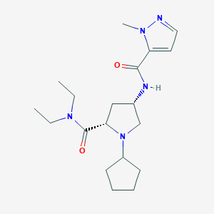 molecular formula C19H31N5O2 B5663138 (4S)-1-cyclopentyl-N,N-diethyl-4-{[(1-methyl-1H-pyrazol-5-yl)carbonyl]amino}-L-prolinamide 
