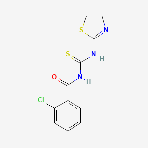 molecular formula C11H8ClN3OS2 B5663156 2-chloro-N-[(1,3-thiazol-2-ylamino)carbonothioyl]benzamide 
