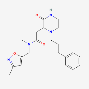 molecular formula C21H28N4O3 B5663161 N-methyl-N-[(3-methyl-5-isoxazolyl)methyl]-2-[3-oxo-1-(3-phenylpropyl)-2-piperazinyl]acetamide 