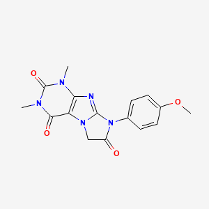 molecular formula C16H15N5O4 B5663169 8-(4-methoxyphenyl)-1,3-dimethyl-1H-imidazo[2,1-f]purine-2,4,7(3H,6H,8H)-trione 