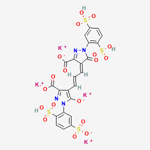 molecular formula C23H12K4N4O18S4 B566320 4-[3-[3-Carboxy-5-hydroxy-1-[2,5-di(potassiosulfo)phenyl]-1H-pyrazol-4-yl]-2-propen-1-ylidene]-5-oxo-1-[2,5-di(potassiosulfo)phenyl]-2-pyrazoline-3-carboxylic acid CAS No. 110557-94-3