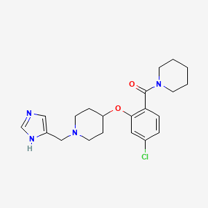 molecular formula C21H27ClN4O2 B5663212 4-[5-chloro-2-(1-piperidinylcarbonyl)phenoxy]-1-(1H-imidazol-4-ylmethyl)piperidine 
