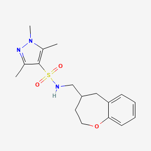 molecular formula C17H23N3O3S B5663213 1,3,5-trimethyl-N-(2,3,4,5-tetrahydro-1-benzoxepin-4-ylmethyl)-1H-pyrazole-4-sulfonamide 