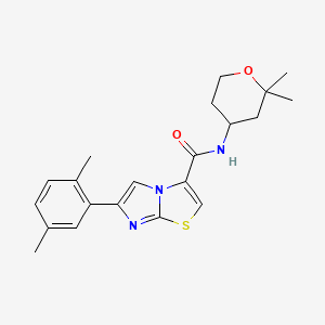molecular formula C21H25N3O2S B5663225 6-(2,5-dimethylphenyl)-N-(2,2-dimethyltetrahydro-2H-pyran-4-yl)imidazo[2,1-b][1,3]thiazole-3-carboxamide 