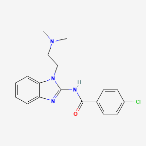 molecular formula C18H19ClN4O B5663239 4-chloro-N-{1-[2-(dimethylamino)ethyl]-1H-benzimidazol-2-yl}benzamide 
