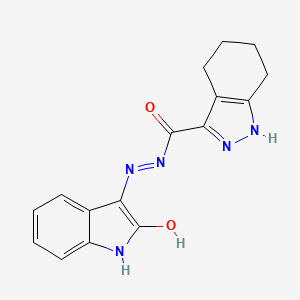 molecular formula C16H15N5O2 B5663245 N'-(2-oxo-1,2-dihydro-3H-indol-3-ylidene)-4,5,6,7-tetrahydro-1H-indazole-3-carbohydrazide 