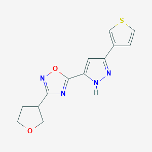 molecular formula C13H12N4O2S B5663290 3-(tetrahydrofuran-3-yl)-5-[3-(3-thienyl)-1H-pyrazol-5-yl]-1,2,4-oxadiazole 