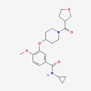 molecular formula C21H28N2O5 B5663419 N-cyclopropyl-4-methoxy-3-{[1-(tetrahydrofuran-3-ylcarbonyl)piperidin-4-yl]oxy}benzamide 