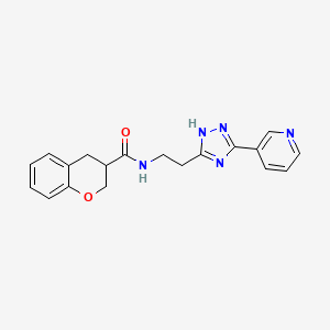 molecular formula C19H19N5O2 B5663465 N-[2-(3-pyridin-3-yl-1H-1,2,4-triazol-5-yl)ethyl]chromane-3-carboxamide 