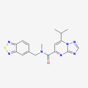 molecular formula C17H17N7OS B5663485 N-(2,1,3-benzothiadiazol-5-ylmethyl)-7-isopropyl-N-methyl[1,2,4]triazolo[1,5-a]pyrimidine-5-carboxamide 