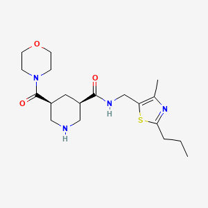 molecular formula C19H30N4O3S B5663552 (3R*,5S*)-N-[(4-methyl-2-propyl-1,3-thiazol-5-yl)methyl]-5-(morpholin-4-ylcarbonyl)piperidine-3-carboxamide 