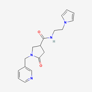 molecular formula C17H20N4O2 B5663759 5-oxo-1-(3-pyridinylmethyl)-N-[2-(1H-pyrrol-1-yl)ethyl]-3-pyrrolidinecarboxamide 
