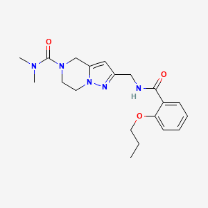 molecular formula C20H27N5O3 B5663768 N,N-dimethyl-2-{[(2-propoxybenzoyl)amino]methyl}-6,7-dihydropyrazolo[1,5-a]pyrazine-5(4H)-carboxamide 
