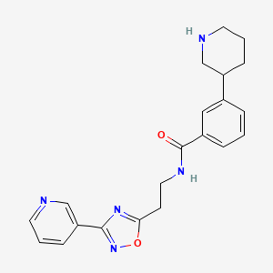 molecular formula C21H23N5O2 B5663783 3-piperidin-3-yl-N-[2-(3-pyridin-3-yl-1,2,4-oxadiazol-5-yl)ethyl]benzamide 