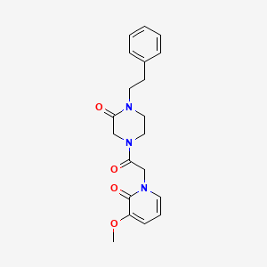 molecular formula C20H23N3O4 B5663802 4-[(3-methoxy-2-oxopyridin-1(2H)-yl)acetyl]-1-(2-phenylethyl)piperazin-2-one 