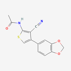 molecular formula C14H10N2O3S B5663825 N-[4-(1,3-benzodioxol-5-yl)-3-cyano-2-thienyl]acetamide 