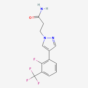 molecular formula C13H11F4N3O B5663827 3-{4-[2-fluoro-3-(trifluoromethyl)phenyl]-1H-pyrazol-1-yl}propanamide 