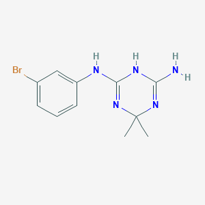 molecular formula C11H14BrN5 B5663840 N~2~-(3-bromophenyl)-6,6-dimethyl-1,6-dihydro-1,3,5-triazine-2,4-diamine 