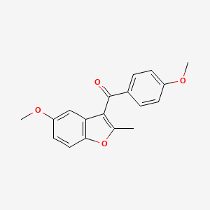 molecular formula C18H16O4 B5663893 (5-methoxy-2-methyl-1-benzofuran-3-yl)(4-methoxyphenyl)methanone 