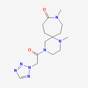molecular formula C14H23N7O2 B5663926 1,9-dimethyl-4-(2H-tetrazol-2-ylacetyl)-1,4,9-triazaspiro[5.6]dodecan-10-one 