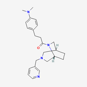 molecular formula C24H32N4O B5663932 N,N-dimethyl-4-{3-oxo-3-[(1S*,5R*)-3-(pyridin-3-ylmethyl)-3,6-diazabicyclo[3.2.2]non-6-yl]propyl}aniline 